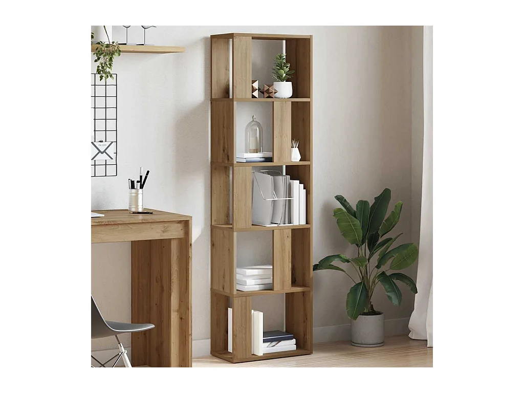 Bibliothèque chêne artisanal 45x24x159 cm bois d'ingénierie