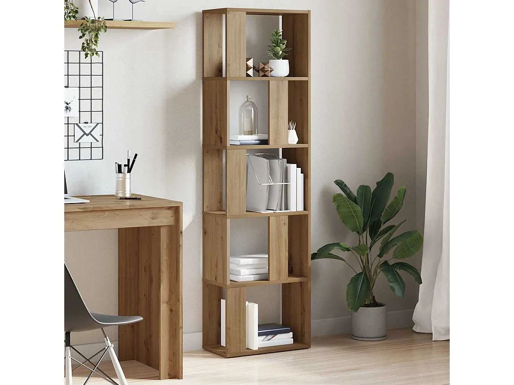 Bibliothèque chêne artisanal 45x24x159 cm bois d'ingénierie