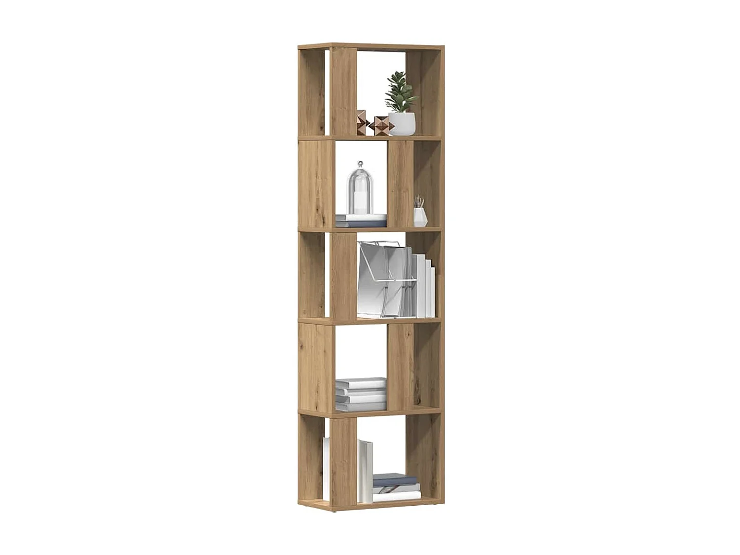 Bibliothèque chêne artisanal 45x24x159 cm bois d'ingénierie