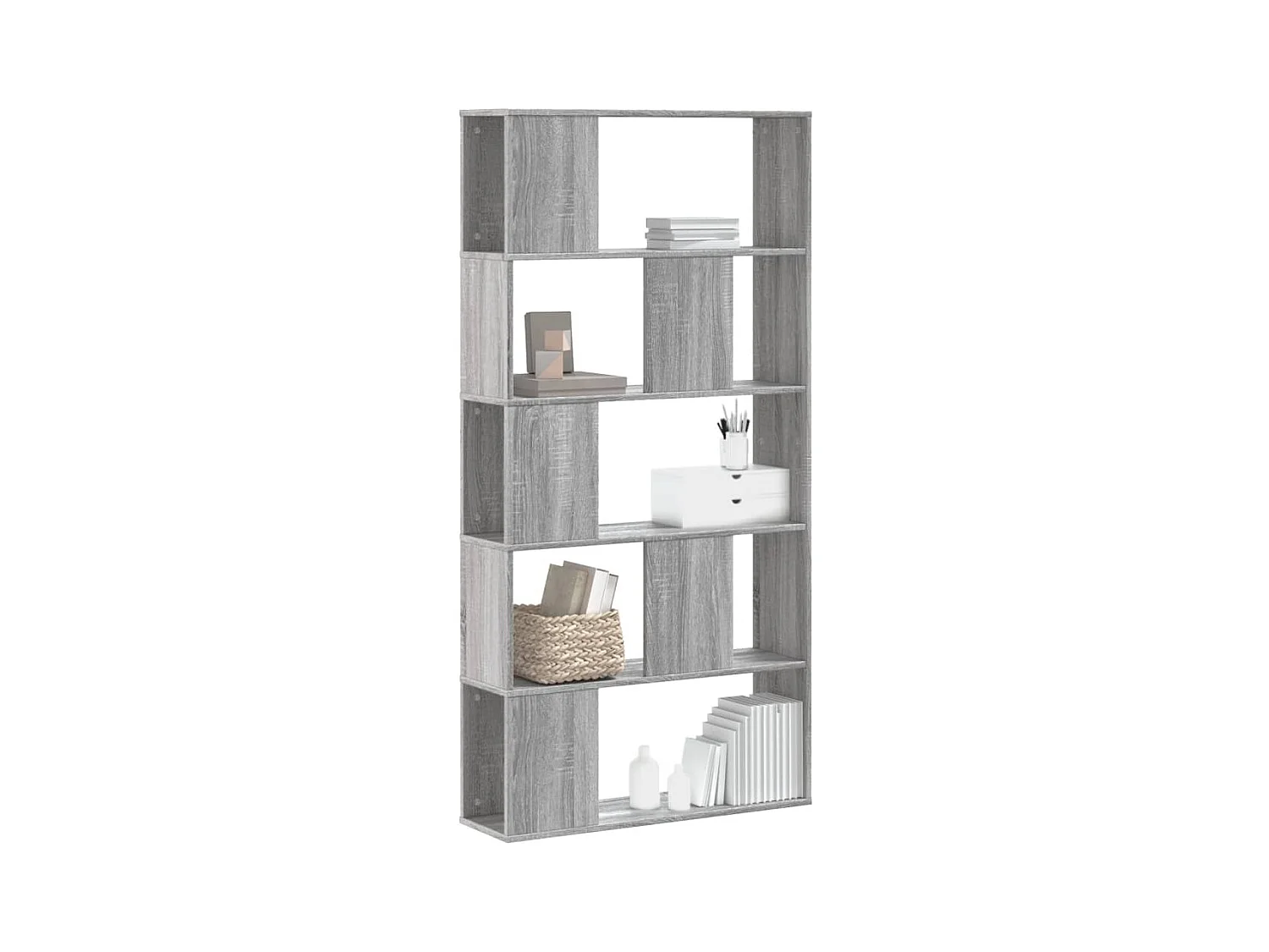 Librería de 5 niveles madera gris Sonoma 80,5x23,5x162,5 cm