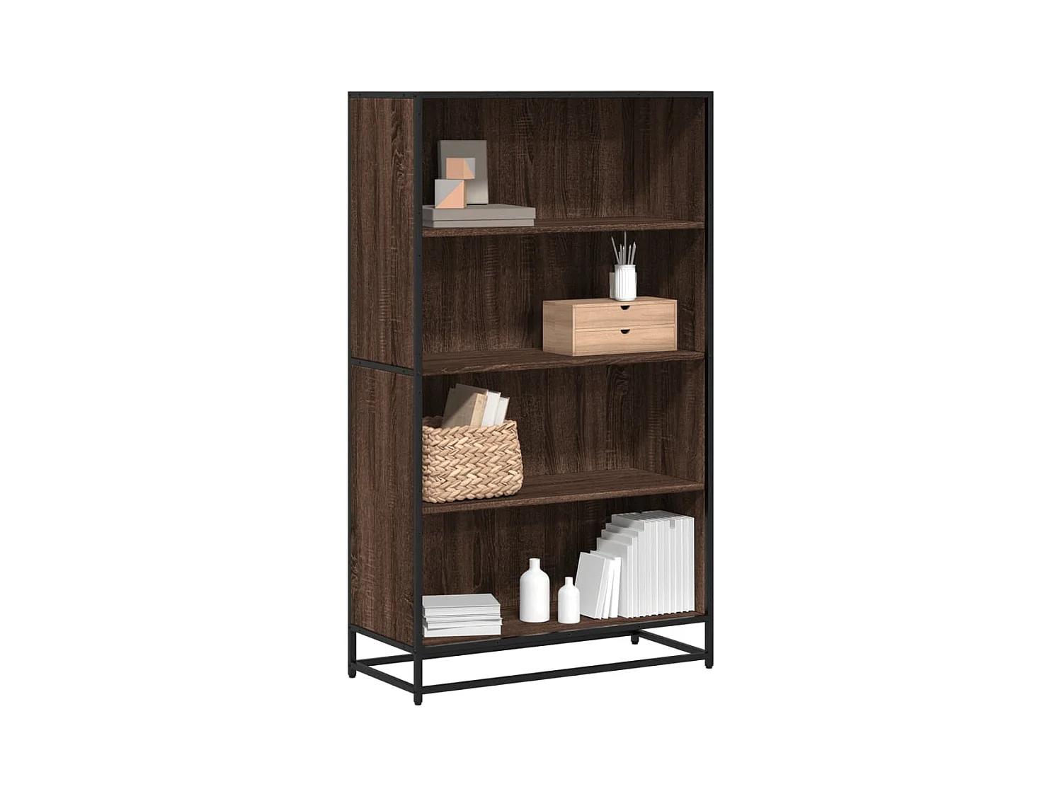 Estantería de madera de ingeniería marrón roble 80,5x35x139 cm