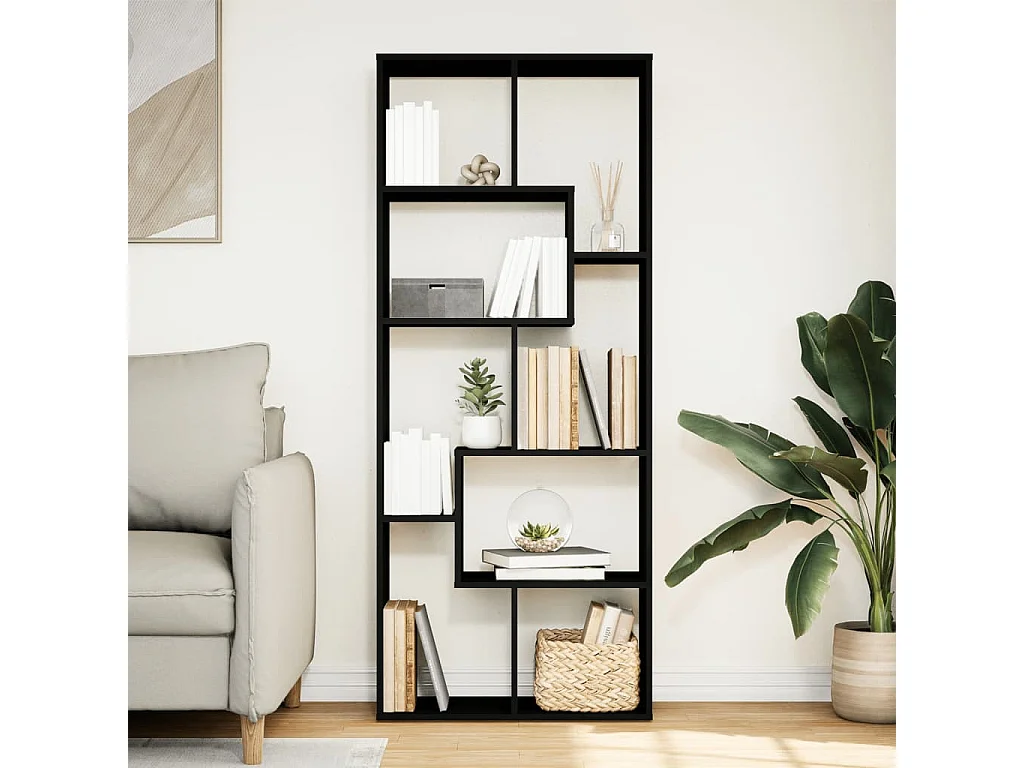 Bibliothèque séparatrice de pièce noir 67x25x161,5 cm