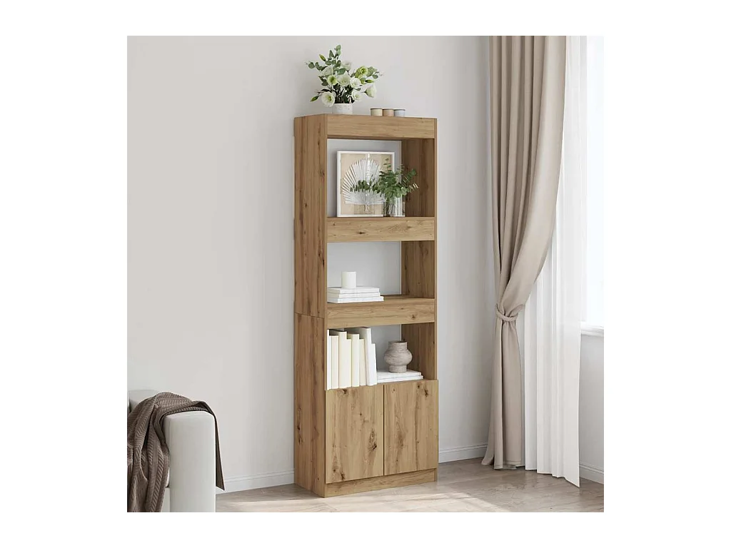 Aparador alto madera de ingeniería roble artesanal 63x33x180 cm