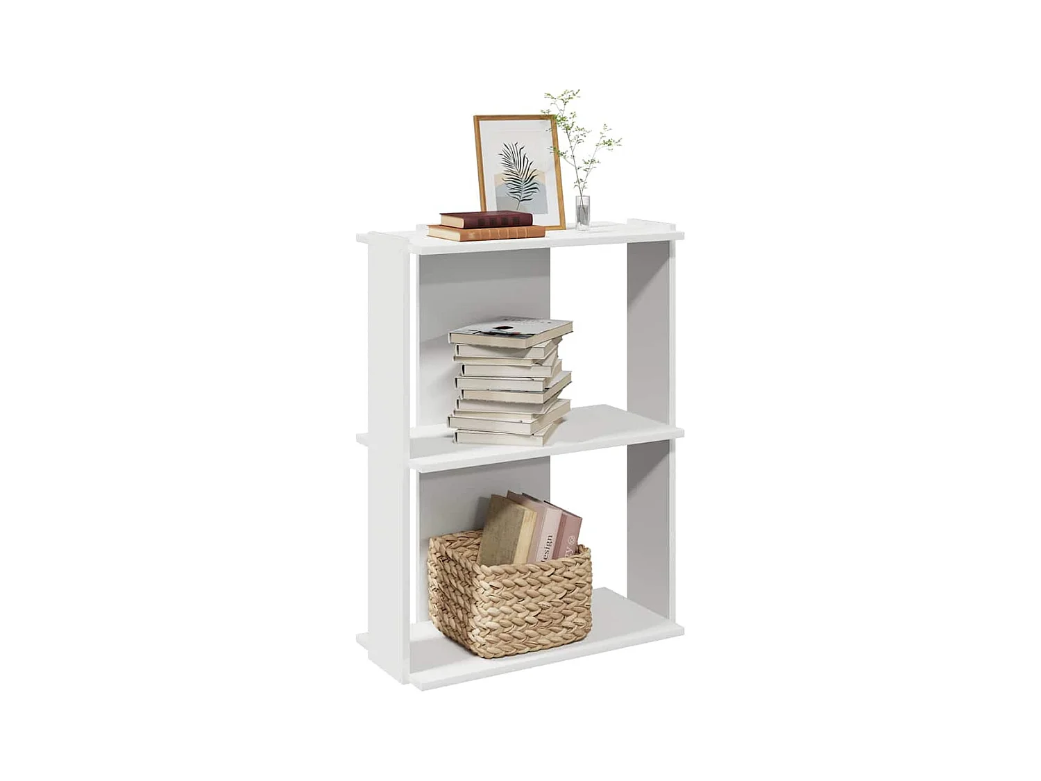 Bibliothèque à 3 niveaux blanc 60x30x80 cm bois d'ingénierie