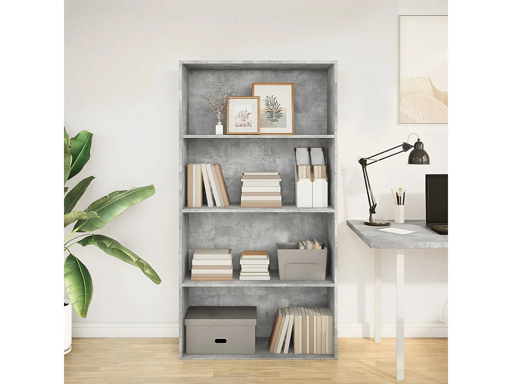 Bibliothèque gris béton 80x30x152 cm bois d'ingénierie