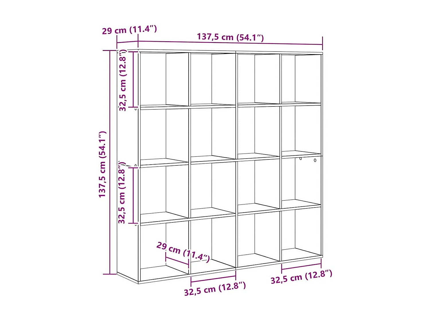 Bibliothèque Chêne noir 137.5 x 29 x 137.5 cm Bois d'ingénierie