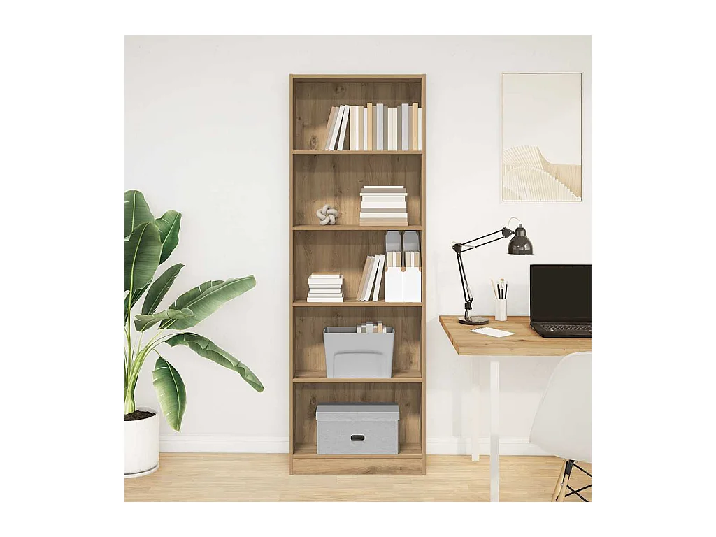 Bibliothèque chêne artisanal 60x24x176 cm bois d'ingénierie