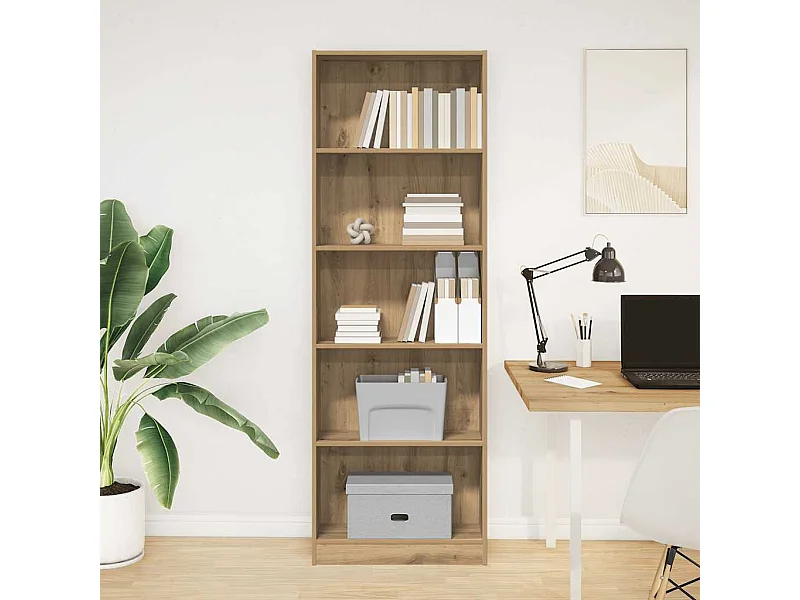 Bibliothèque chêne artisanal 60x24x176 cm bois d'ingénierie