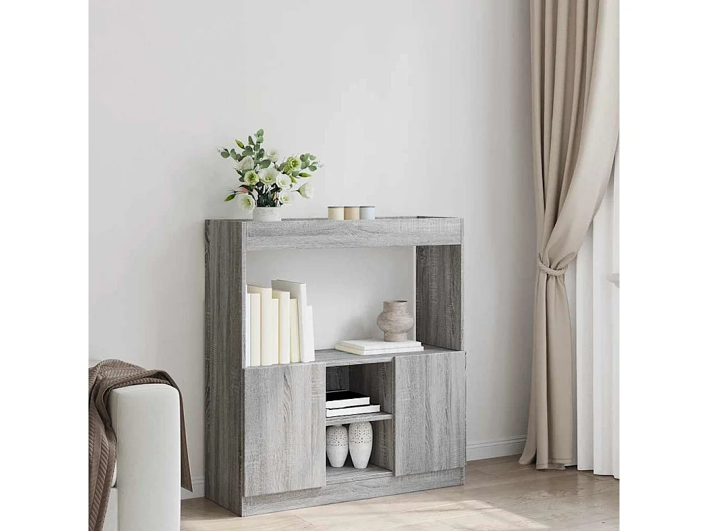 Bibliothèque sonoma gris 92x33x100 cm bois d'ingénierie