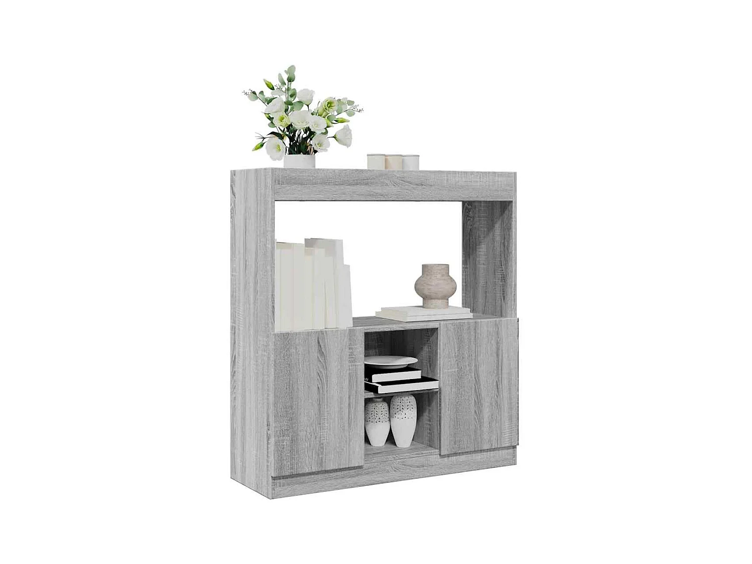 Aparador de madera de ingeniería gris Sonoma 92x33x100 cm