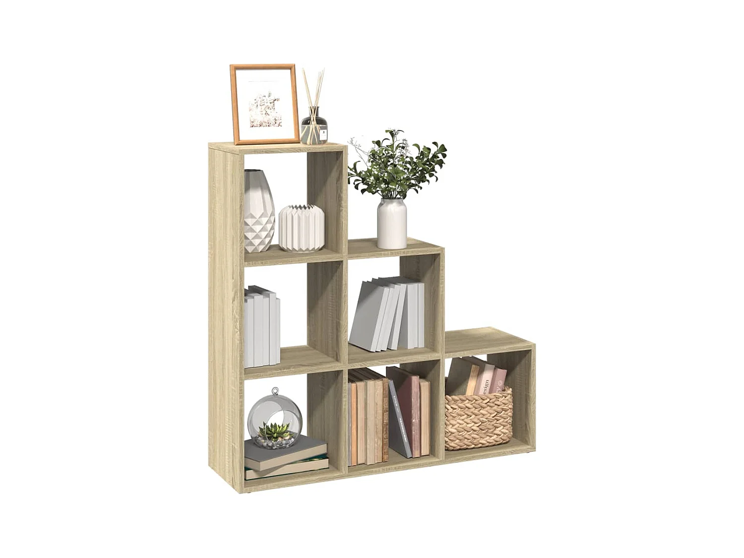 Bibliothèque séparatrice de pièce 3 niveaux chêne sonoma 99x29x99 cm