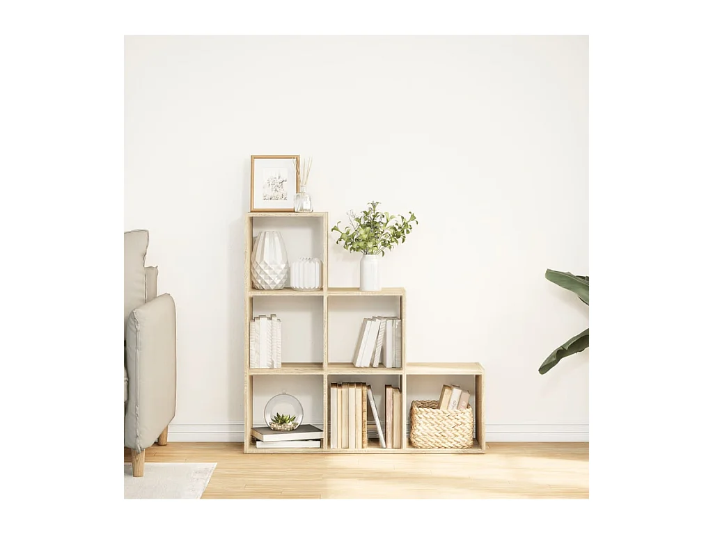 Bibliothèque séparatrice de pièce 3 niveaux chêne sonoma 99x29x99 cm