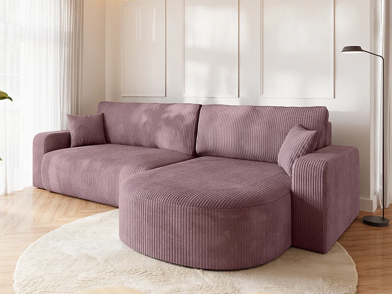 Hoekbank met slaapfunctie roze BISK