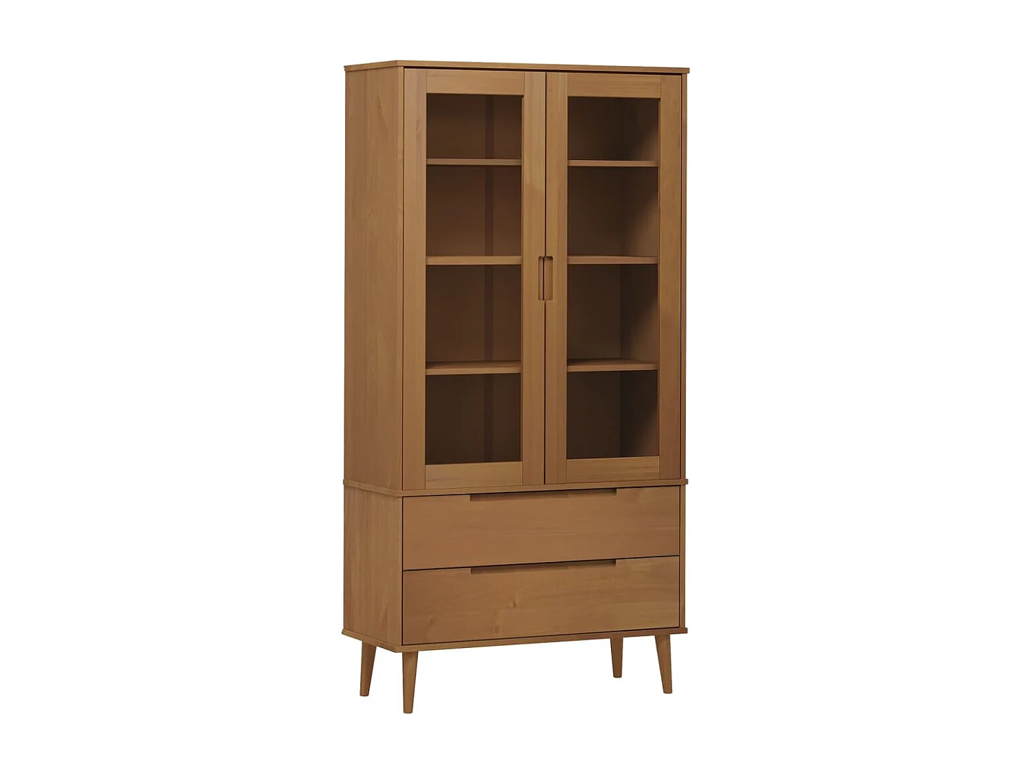 Vitrine MOLDE Marron 90x35x175 cm Bois de pin massif