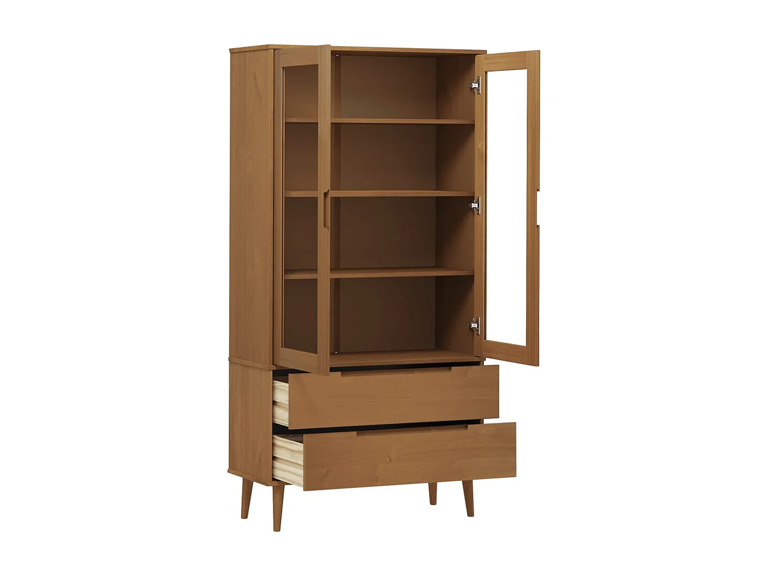 Vitrine MOLDE Marron 90x35x175 cm Bois de pin massif