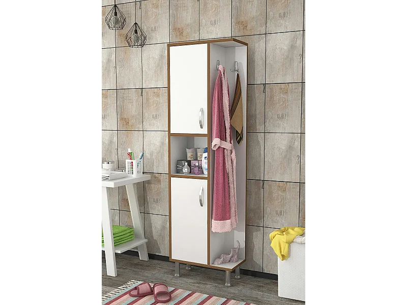 Colonne salle de bains blanche, rangements & patères JENA