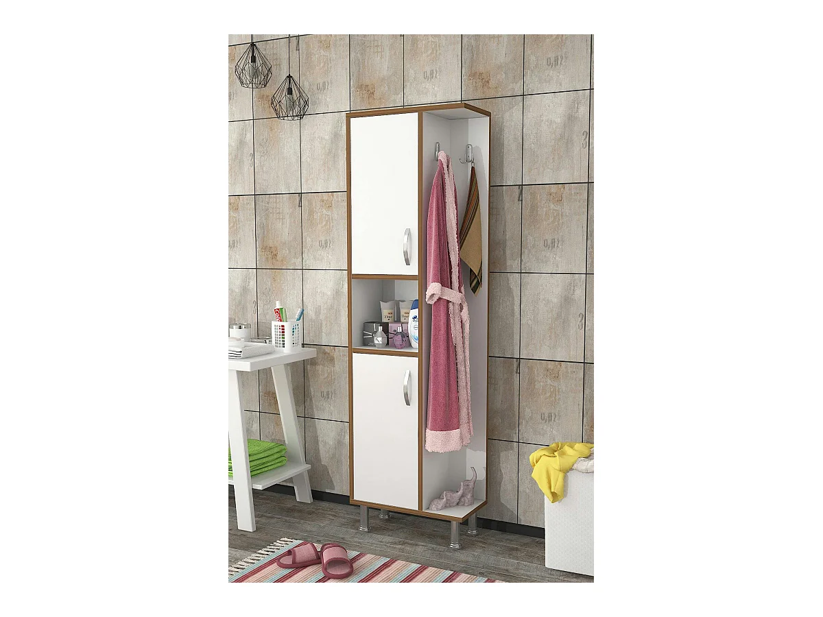 Colonne salle de bains blanche, rangements & patères JENA