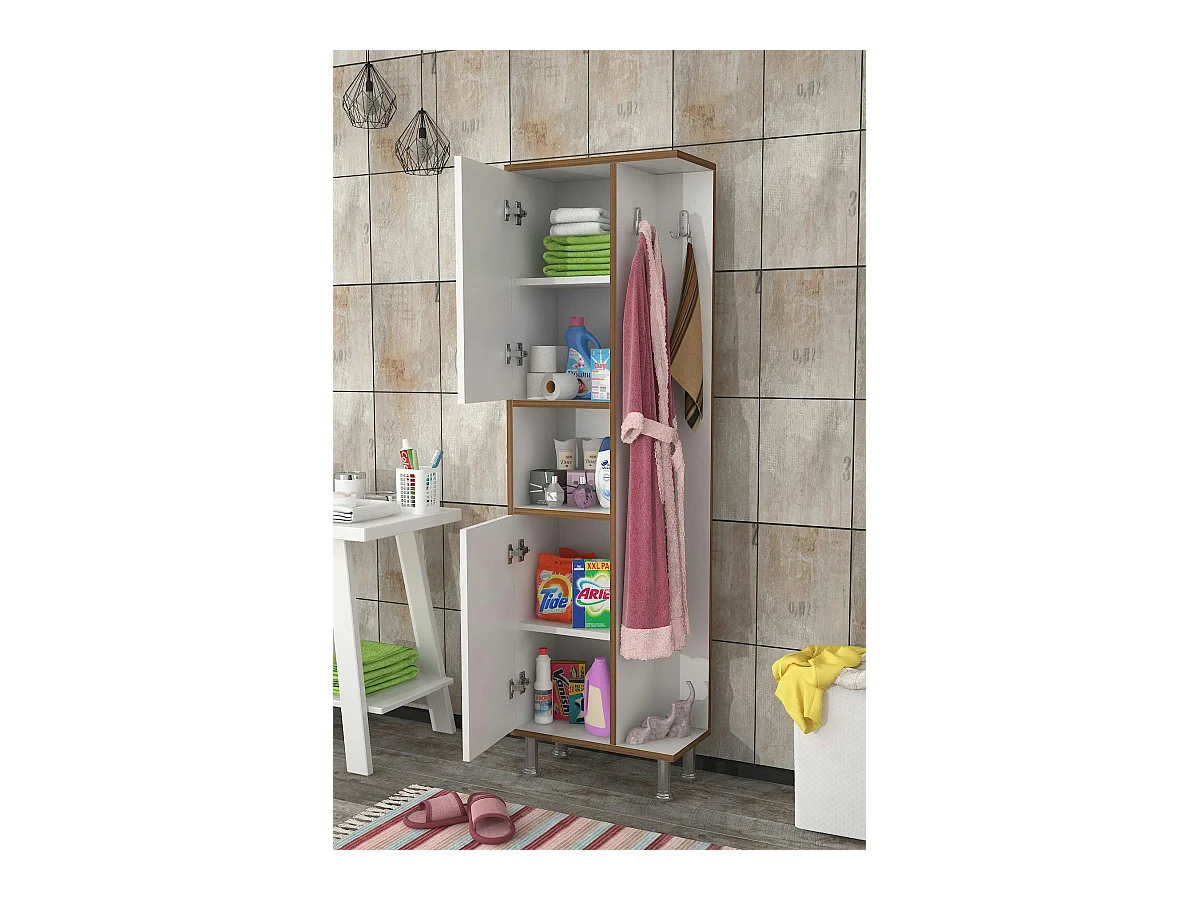 Colonne salle de bains blanche, rangements & patères JENA