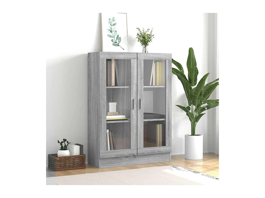 Vitrina madera contrachapada gris Sonoma 82,5x30,5x115 cm