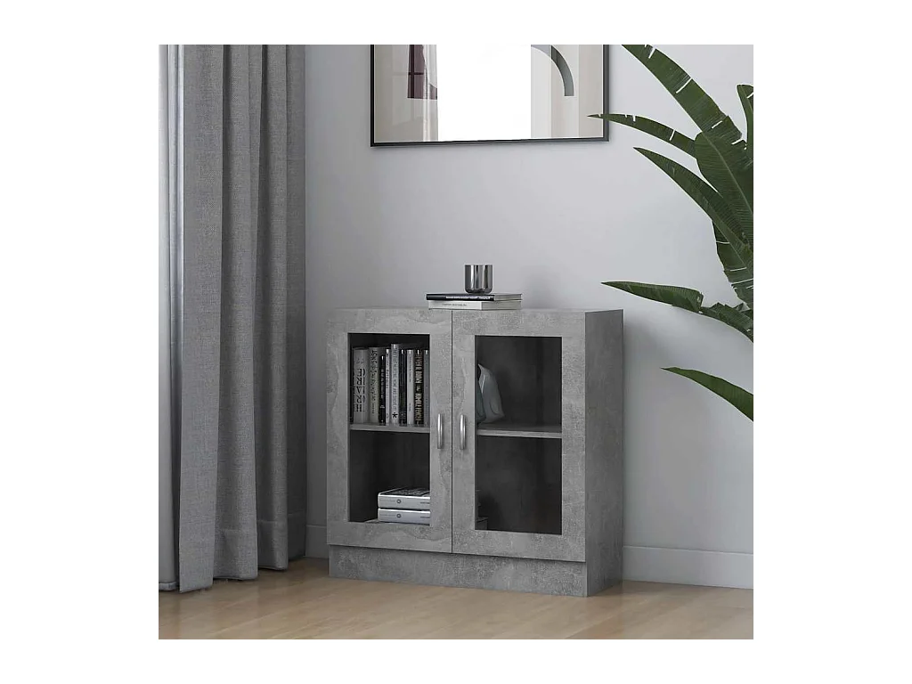 Vitrina de madera contrachapada gris hormigón 82,5x30,5x80 cm
