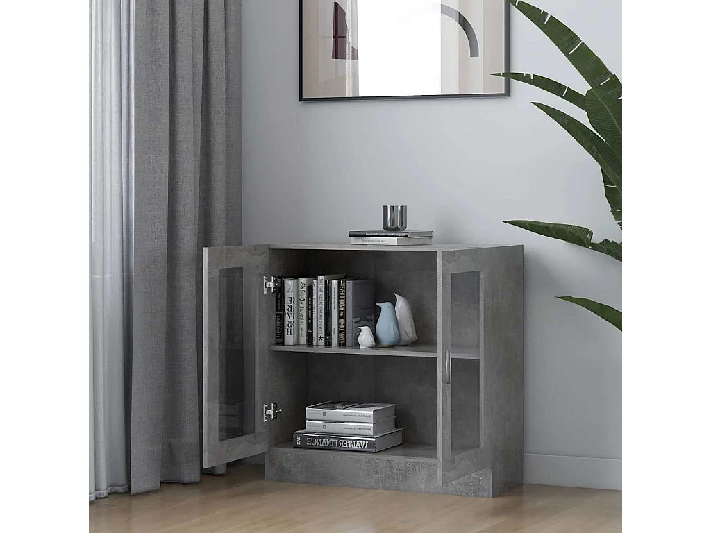 Vitrine Gris béton 82,5x30,5x80 cm Bois d'ingénierie