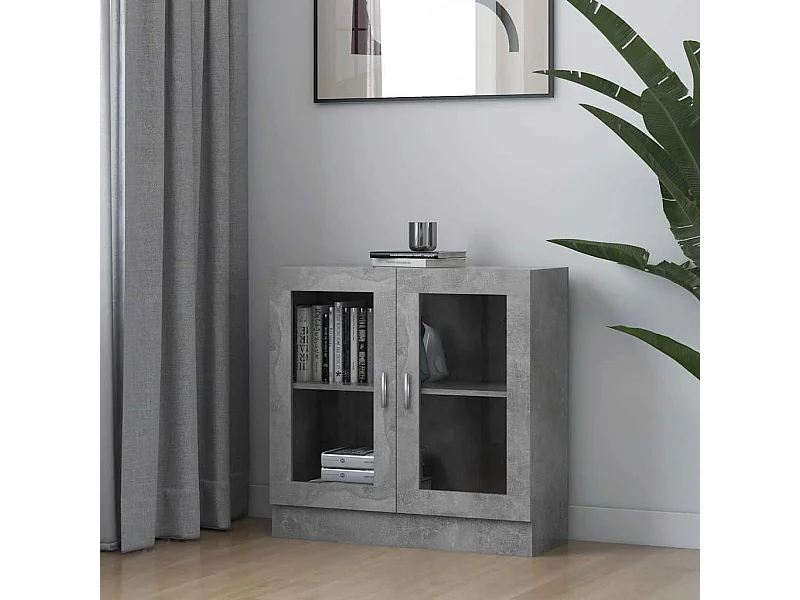 Vitrinekast 82,5x30,5x80 cm bewerkt hout betongrijs