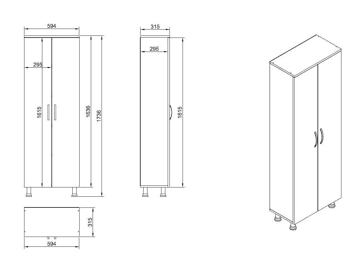 Meuble colonne salle de bains blanc 2 portes H 173, 6 cm JENA