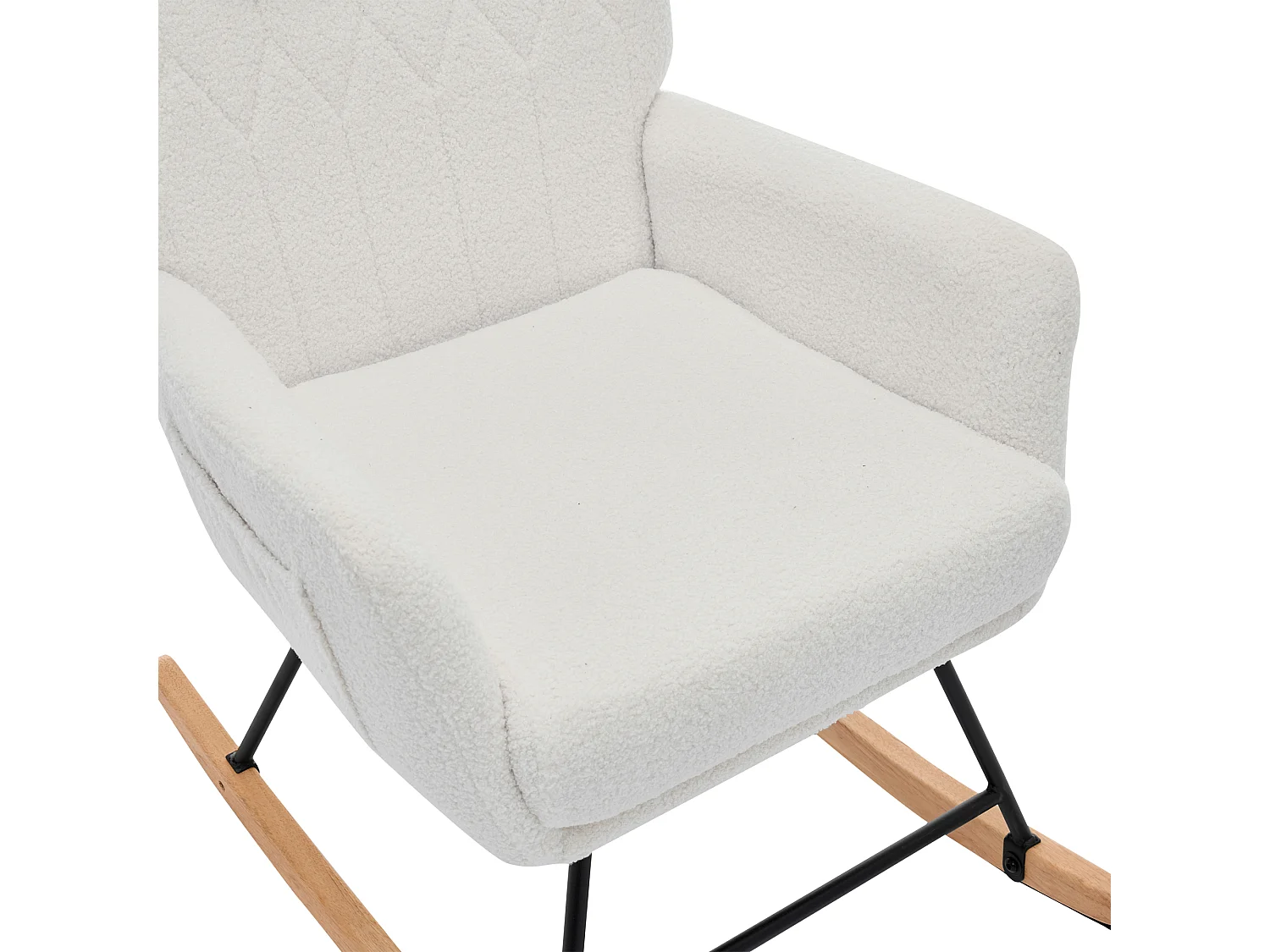 Fauteuil à bascule 65x88x87 cm - avec repose-pieds et dossier haut - Bascule à 30° - avec poches - Blanc