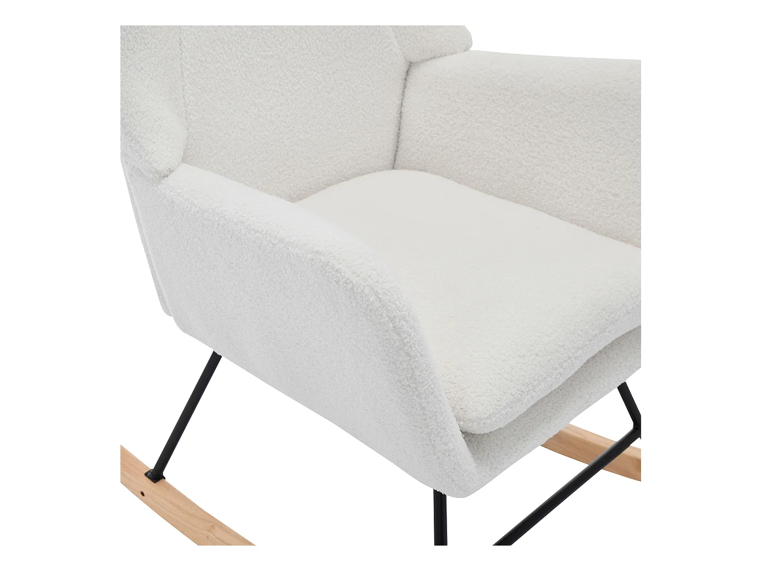 Fauteuil à bascule 69x87x98 cm - avec repose-pieds et dossier haut - Bascule 30° - Coussins amovibles - Blanc