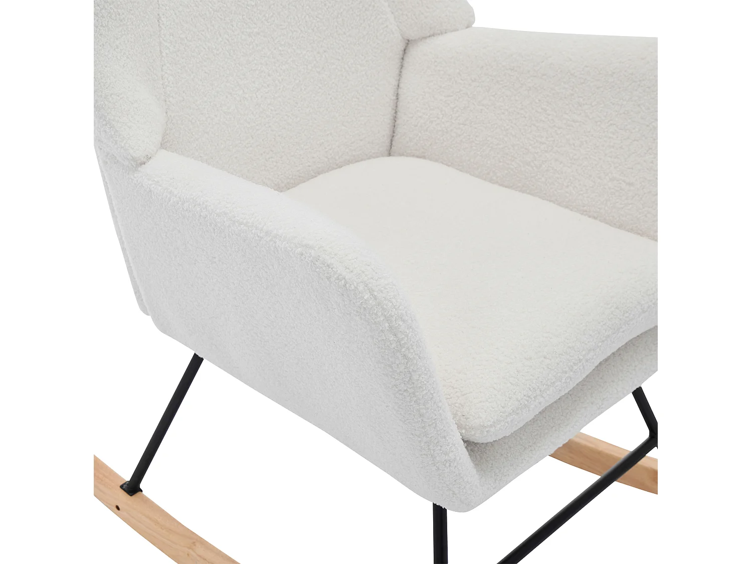 Schaukelstuhl 69x87x98 cm - mit Fußstütze und hoher Rückenlehne - 30° Schwingwinkel - Abnehmbare Kissen - Weiß