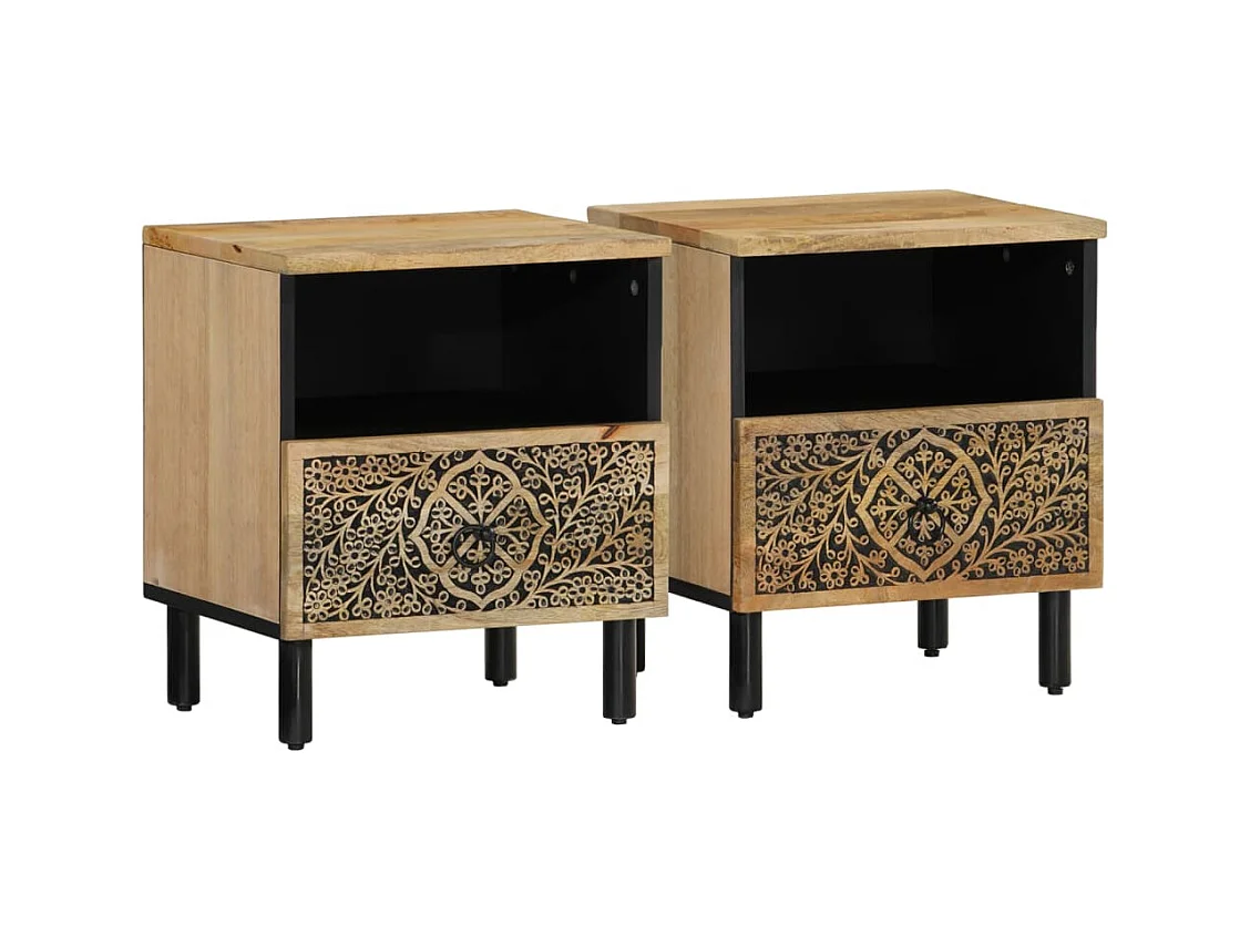 Jean-Didier  Tables de chevet 2 pcs 40x33x46 cm Bois de manguier solide