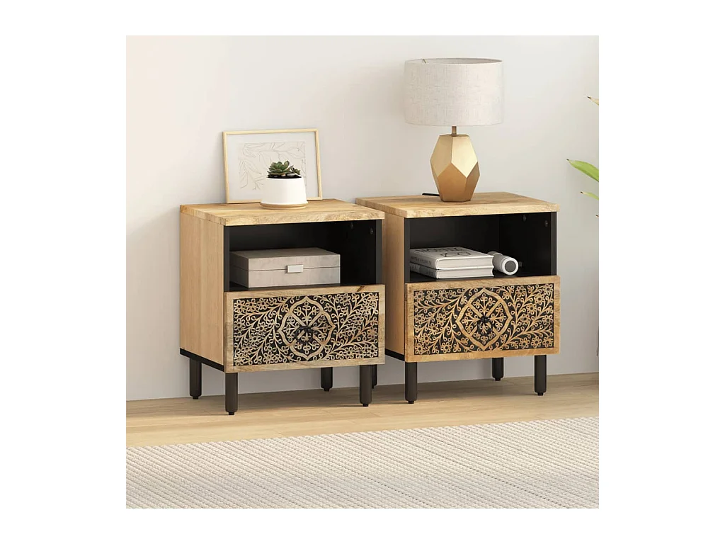 Jean-Didier  Tables de chevet 2 pcs 40x33x46 cm Bois de manguier solide