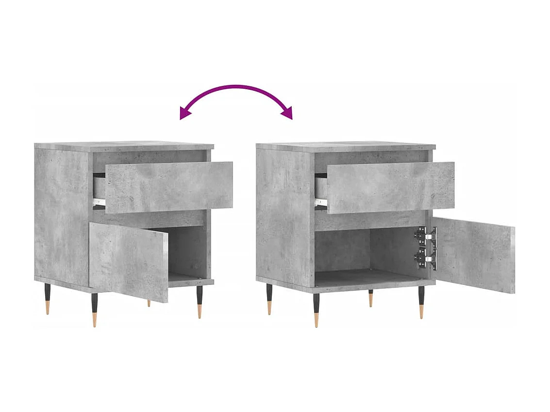 Bastiaan  Tables de chevet 2 pcs gris béton 40x35x50 cm bois d’ingénierie