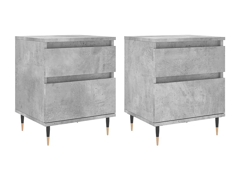 Bastiaan  Tables de chevet 2 pcs gris béton 40x35x50 cm bois d’ingénierie
