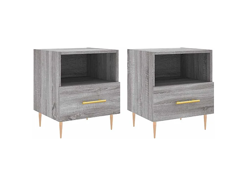 Marindor  Tables de chevet 2 pcs sonoma gris 40x35x47,5 cm
