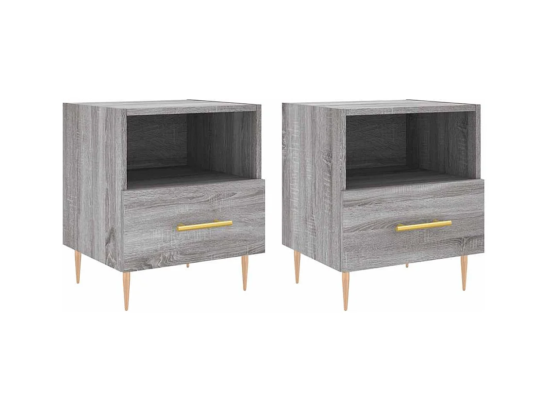 Marindor  Tables de chevet 2 pcs sonoma gris 40x35x47,5 cm