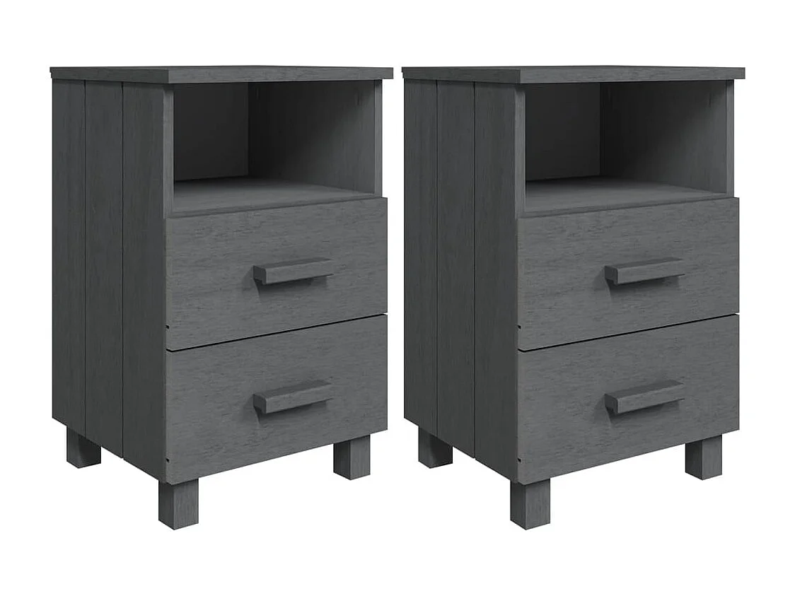 Calvino  Tables de chevet HAMAR 2 pcs Gris foncé 40x35x62 cm Bois massif
