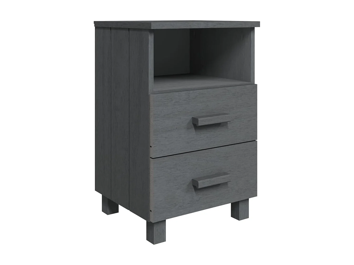 Calvino  Tables de chevet HAMAR 2 pcs Gris foncé 40x35x62 cm Bois massif