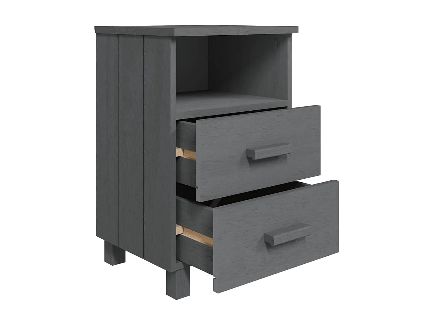 Calvino  Tables de chevet HAMAR 2 pcs Gris foncé 40x35x62 cm Bois massif
