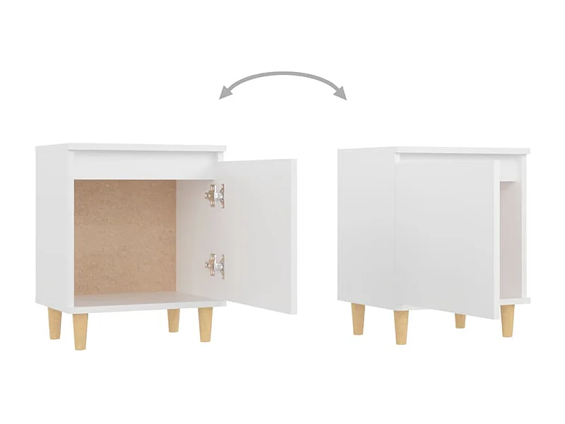 Zwolle  Tables de chevet avec pieds en bois 2 pcs Blanc 40x30x50 cm