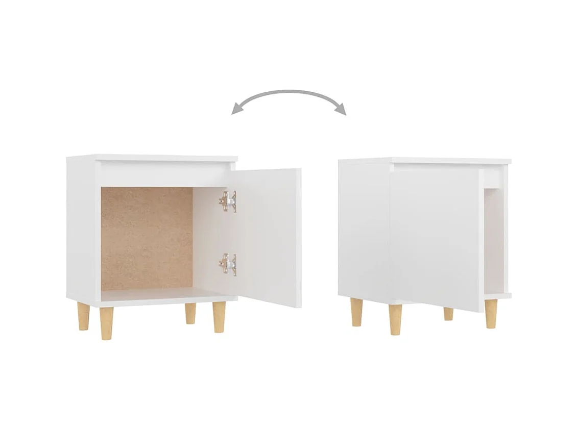 Zwolle  Tables de chevet avec pieds en bois 2 pcs Blanc 40x30x50 cm