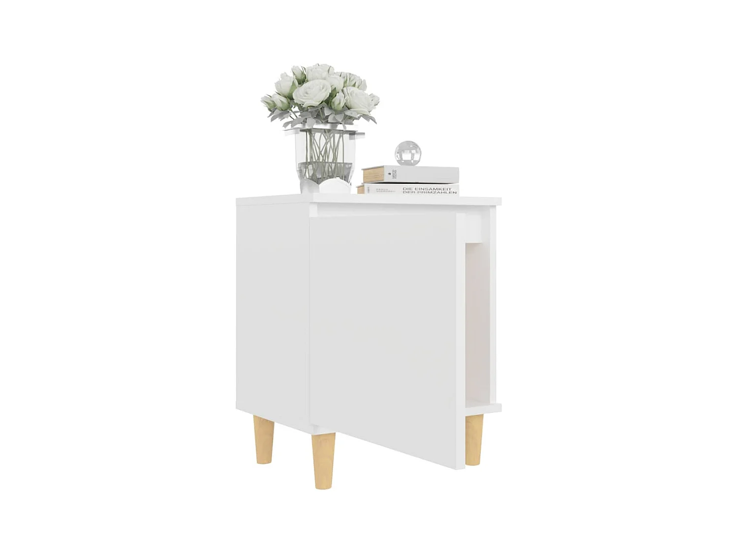 Zwolle  Tables de chevet avec pieds en bois 2 pcs Blanc 40x30x50 cm
