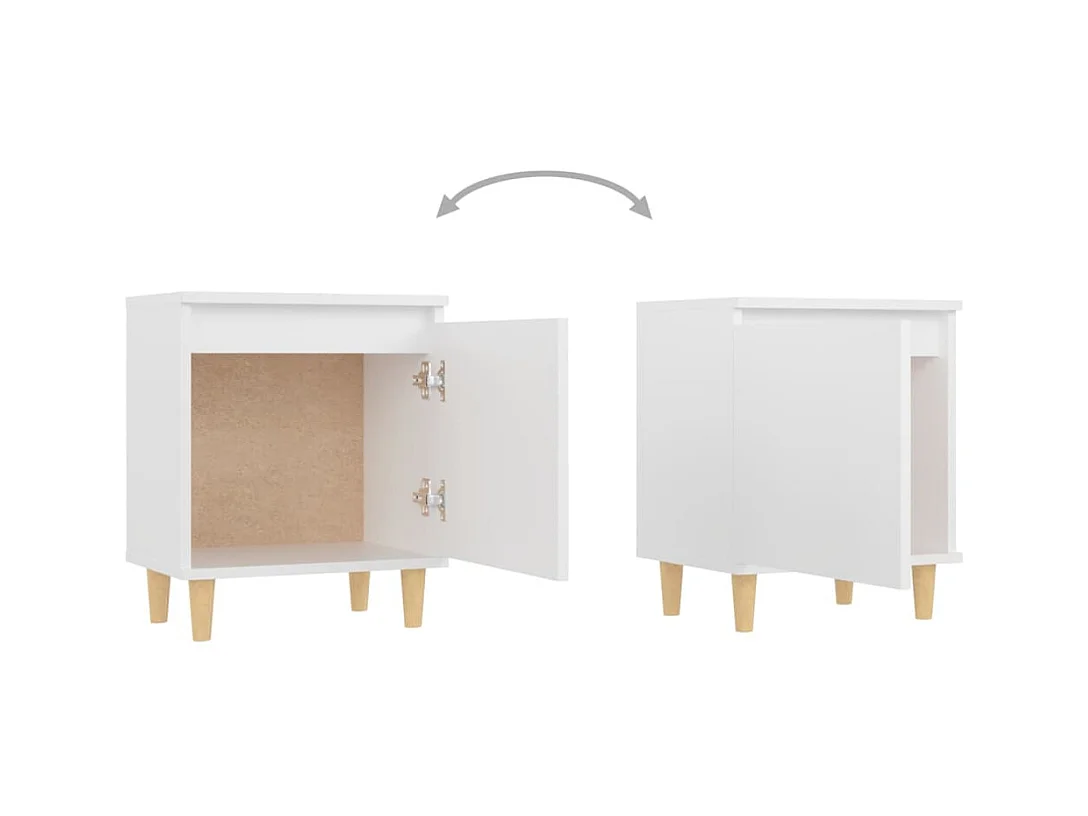 Zwolle  Tables de chevet avec pieds en bois 2 pcs Blanc 40x30x50 cm