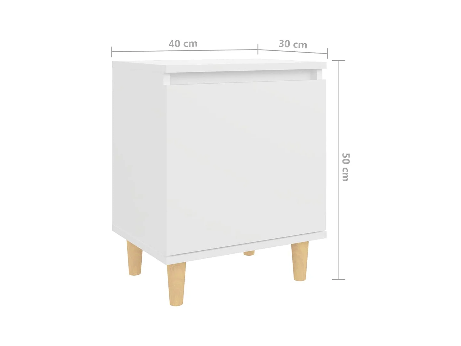 Zwolle  Tables de chevet avec pieds en bois 2 pcs Blanc 40x30x50 cm