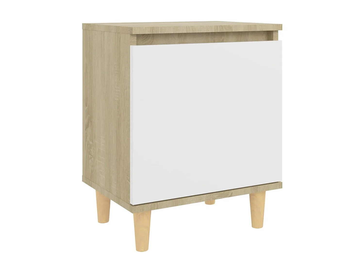 Zwolle  Nachtkastjes 2 st met houten poten 40x30x50 cm sonoma eiken wit