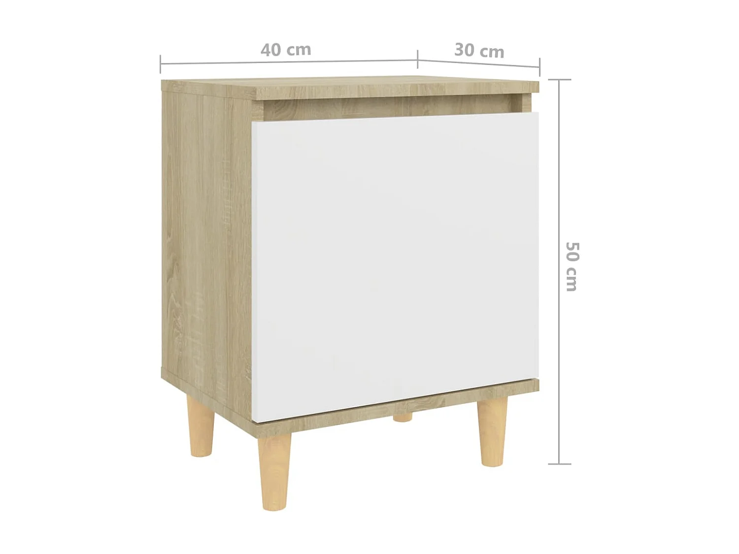 Zwolle  Nachtkastjes 2 st met houten poten 40x30x50 cm sonoma eiken wit