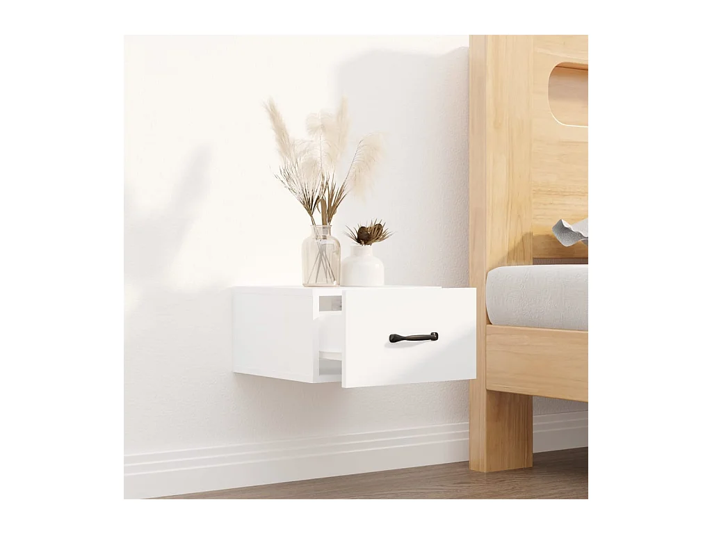 Gemma  Table de chevet murale Blanc 35x35x20 cm