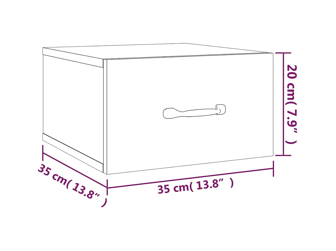 Gemma  Table de chevet murale Blanc 35x35x20 cm