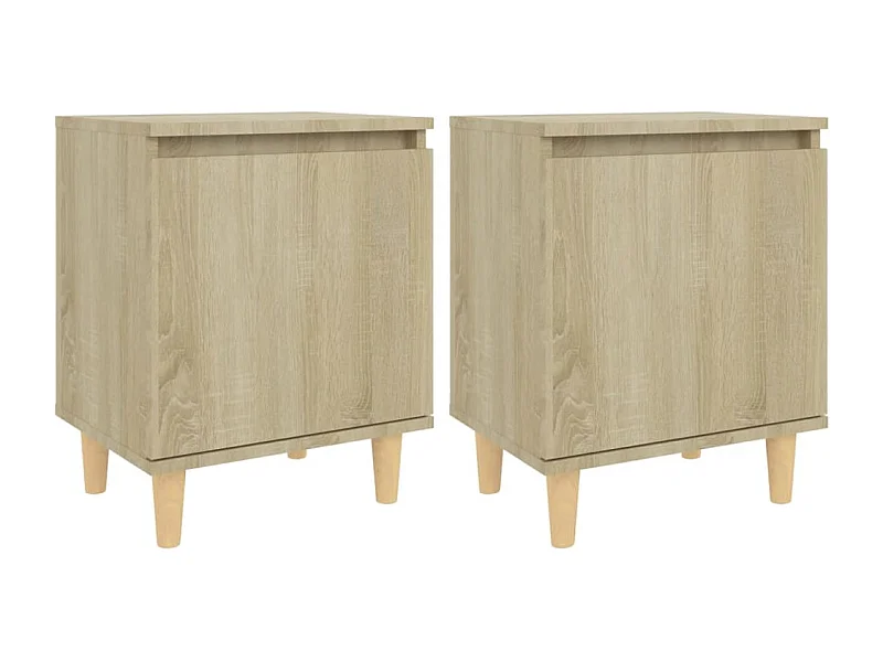 Zwolle  Tables de chevet pieds en bois 2 pcs Chêne sonoma 40x30x50 cm