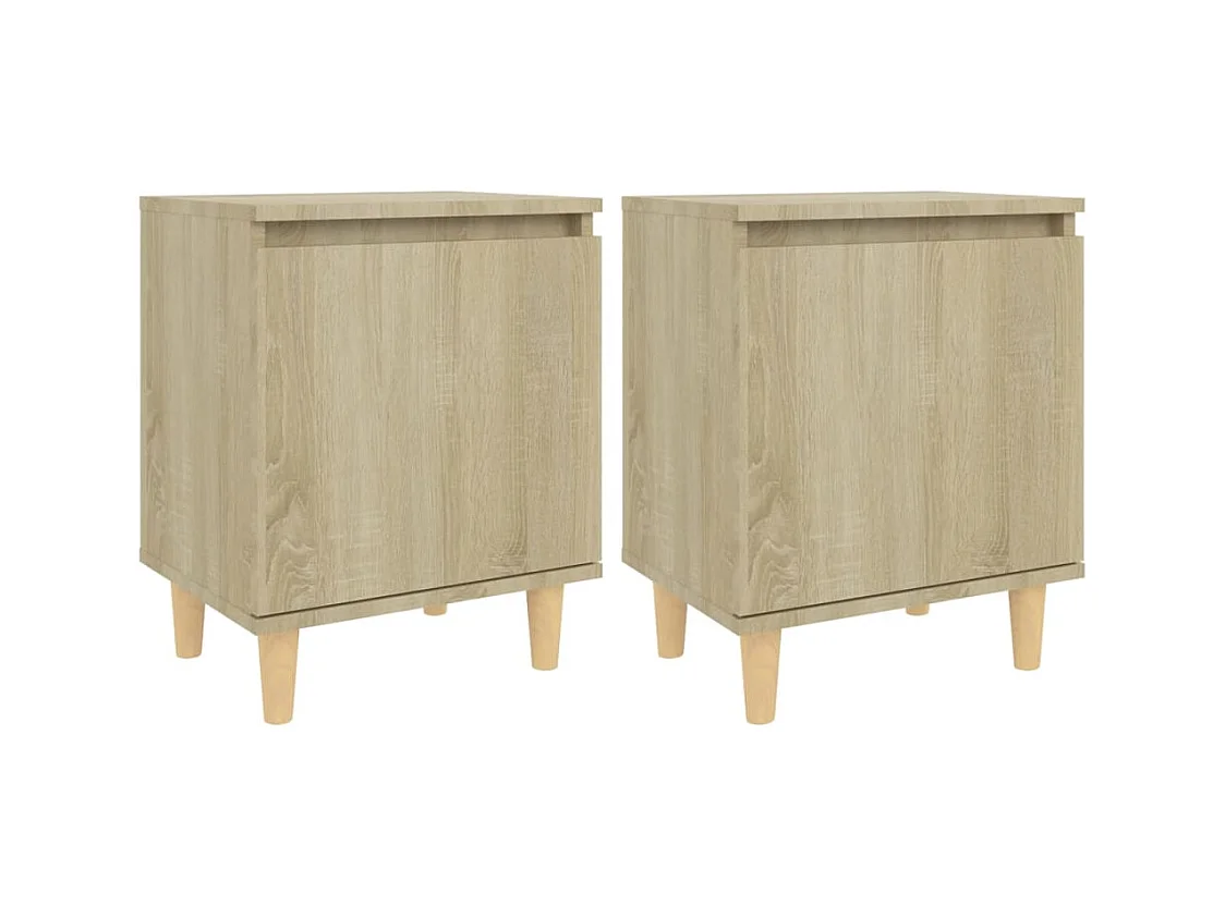 Zwolle  Nachtkastjes 2 st met houten poten 40x30x50 cm sonoma eiken